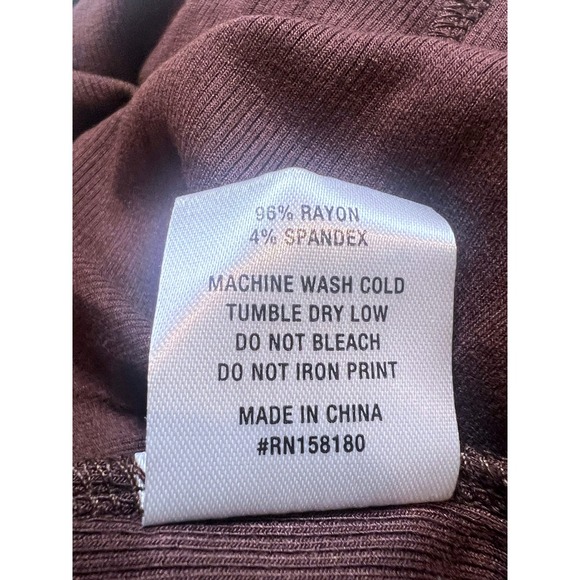 Honor The Gift Women's XS Brown Ribbed Mock Neck Midi Dress Bodycon Minimal - Picture 8 of 8